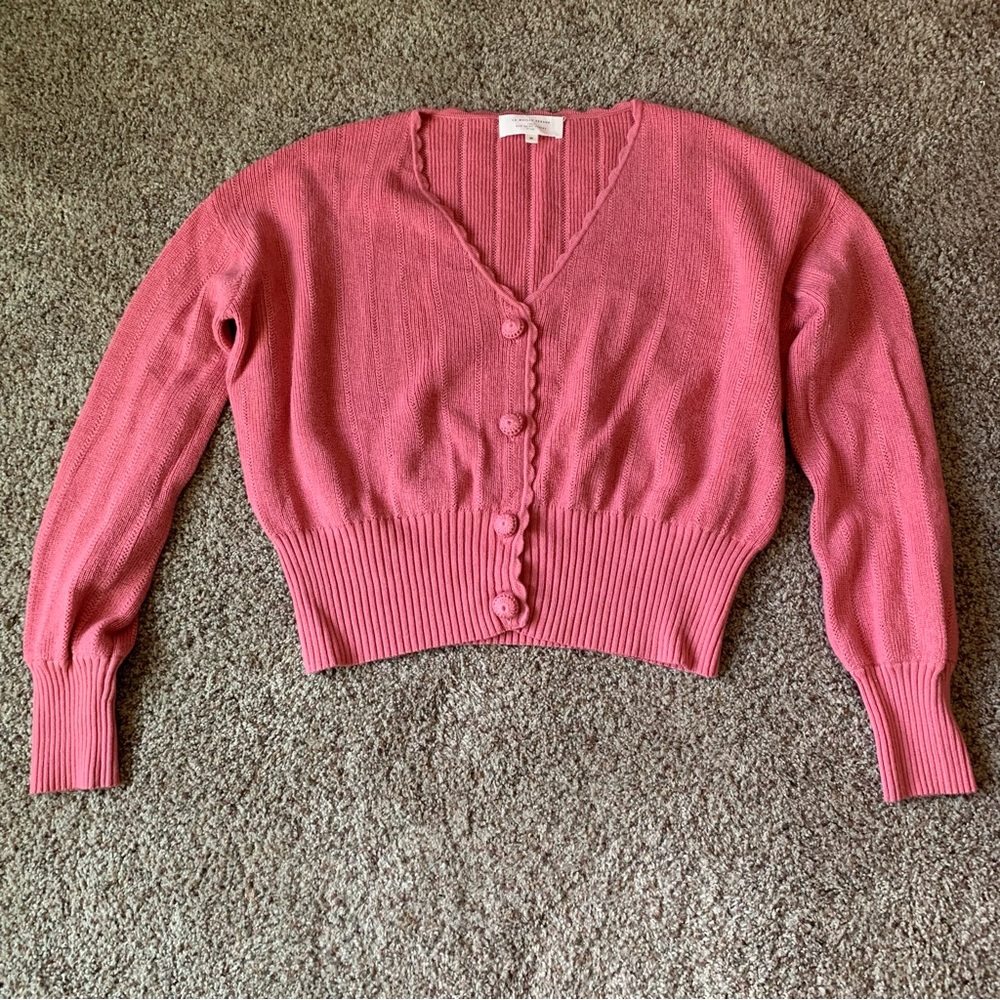 Sezane Alceste jumper in medium, peony.  Made with super soft merino wool